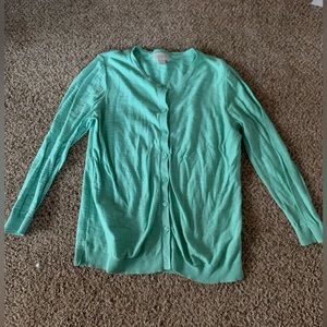 Loft Button- Down Cardigan Sweater- Mint Green